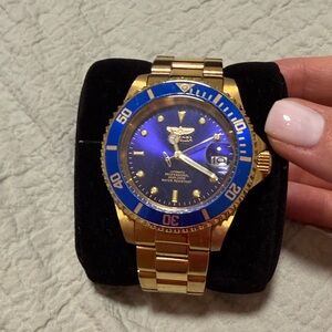 Invicta Gold Watch with Blue Dial